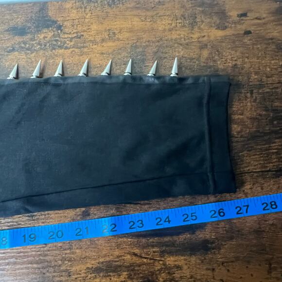 Dolls Kill Current Mood Black Spiked Leggings Faux Leather Side Panels Punk Goth - Picture 12 of 12